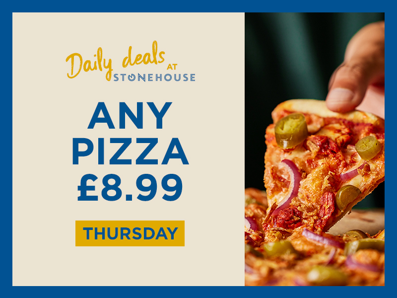 Any pizza for £8.99